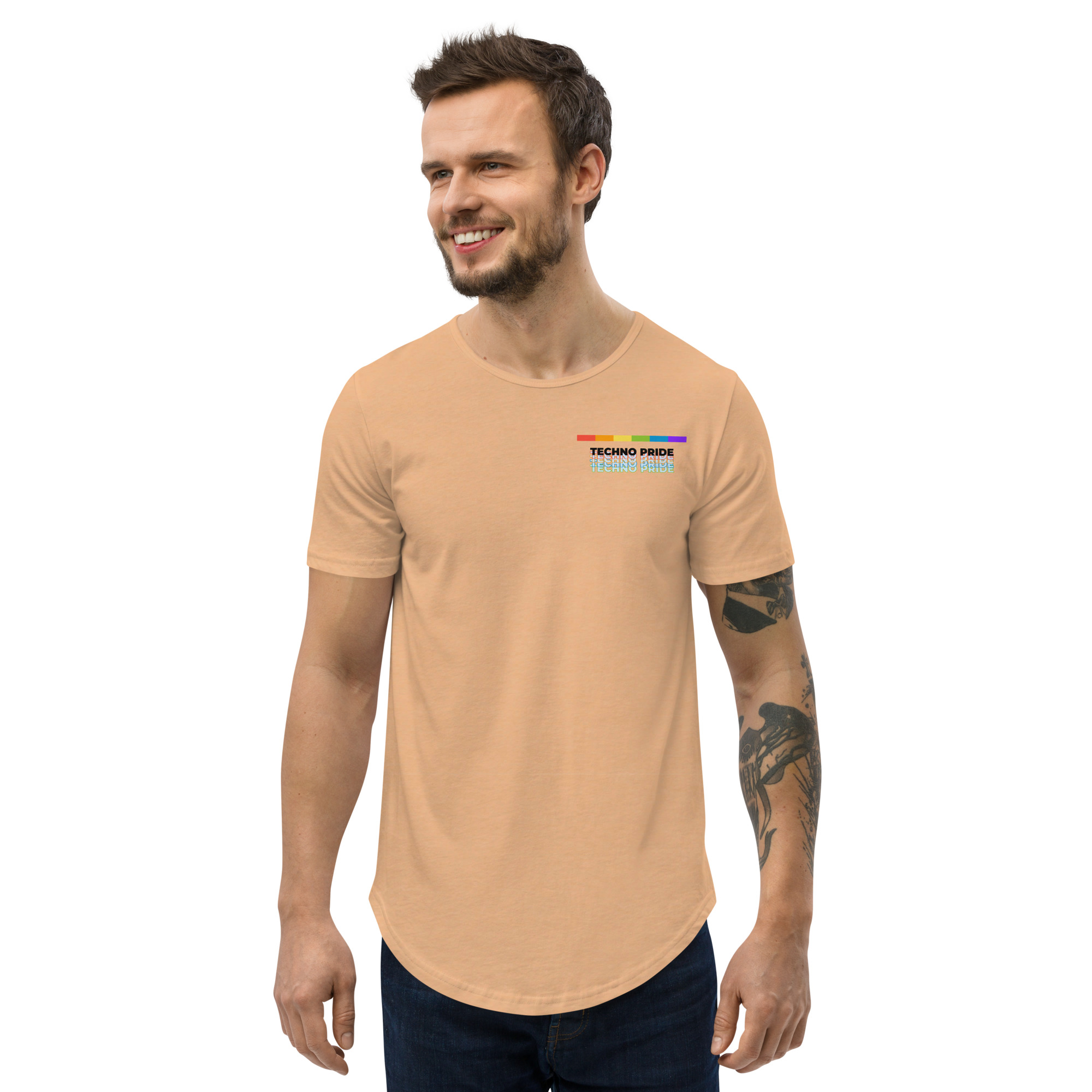 Men's Super Soft Curved Hem Tee in White, Combed Cotton
